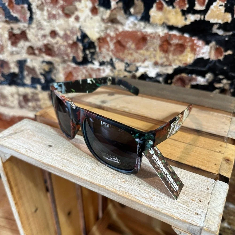 Outdoorsman Camouflage Eyewear UV400 Sport Sunglasses Mens Camo Amber Lens NEW